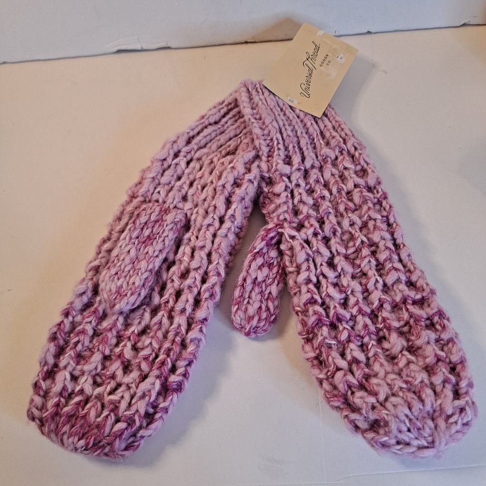 Universal Thread Women's Mittens Knit Pink One Size